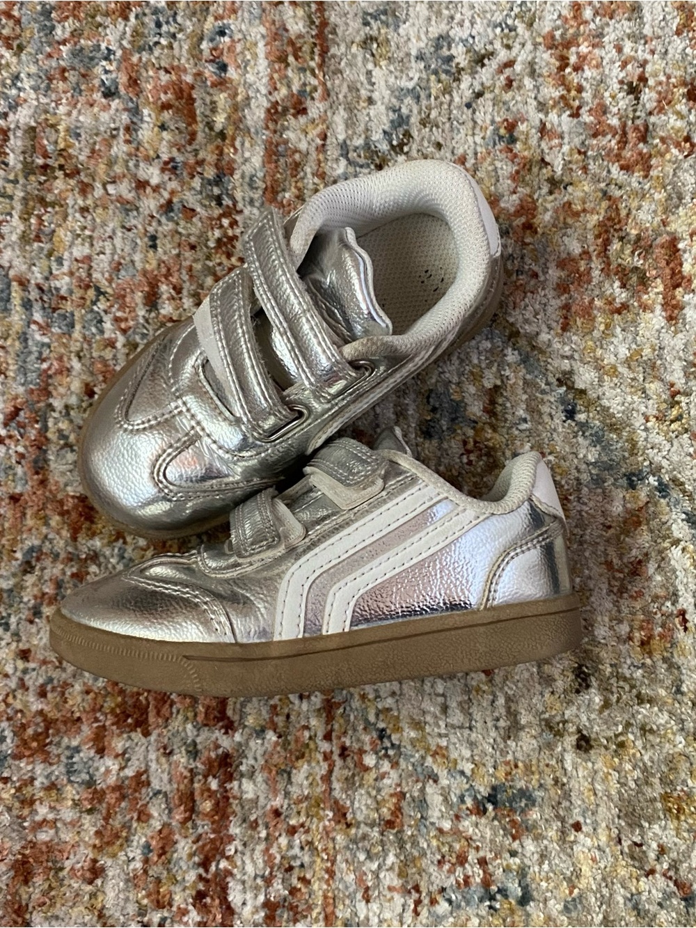 Cat & Jack Kids Metallic Silver Velcro Sneakers